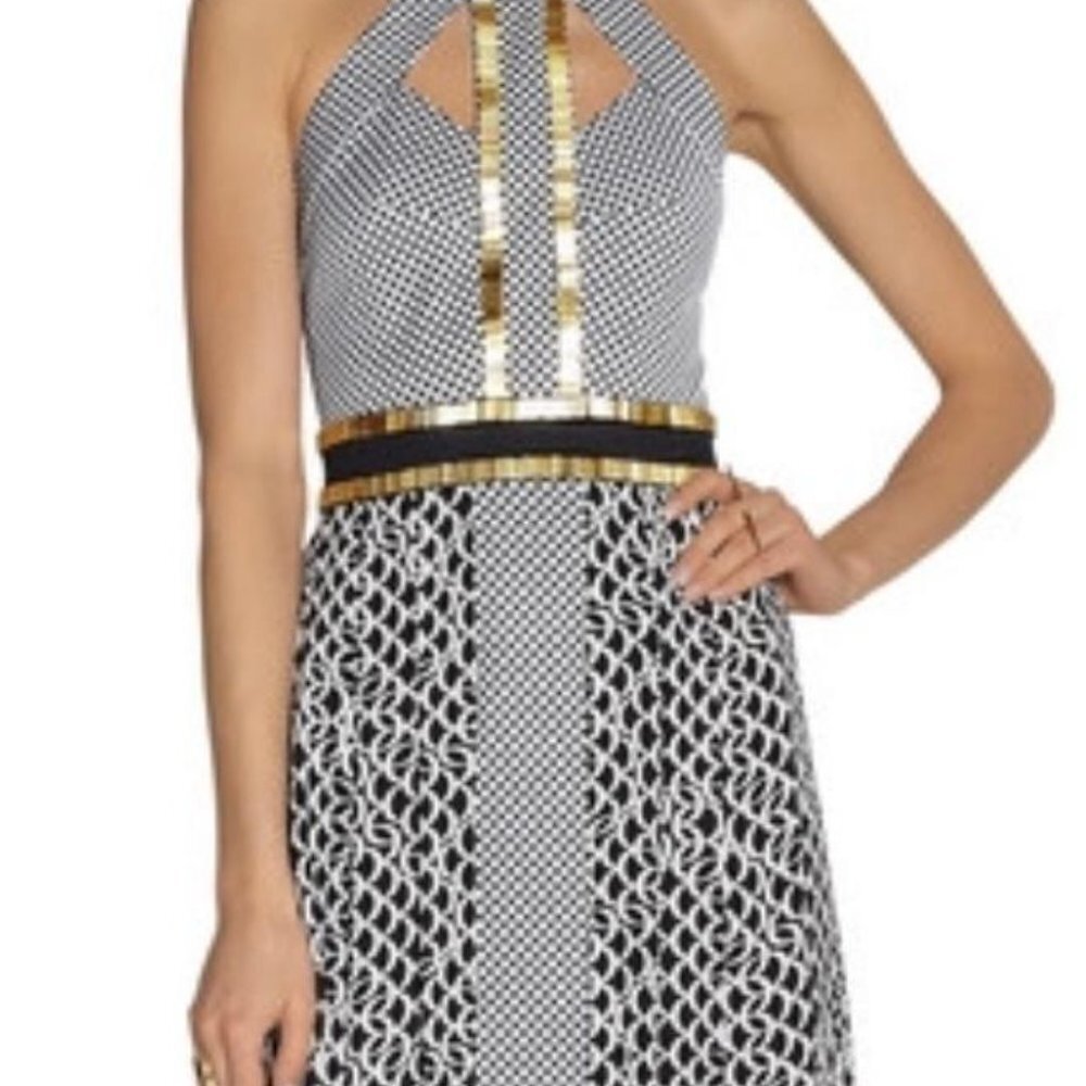 Sass and Bide MultI Layer Halter Dress with Gold detailing - Picture 9 of 11